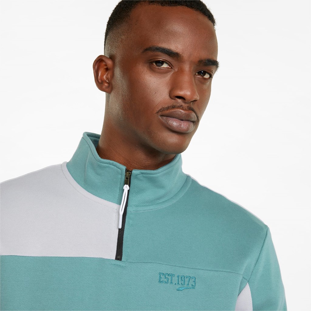 Mineral Blue Puma Signature Basketball Men's Pullover | 9708PMTVD