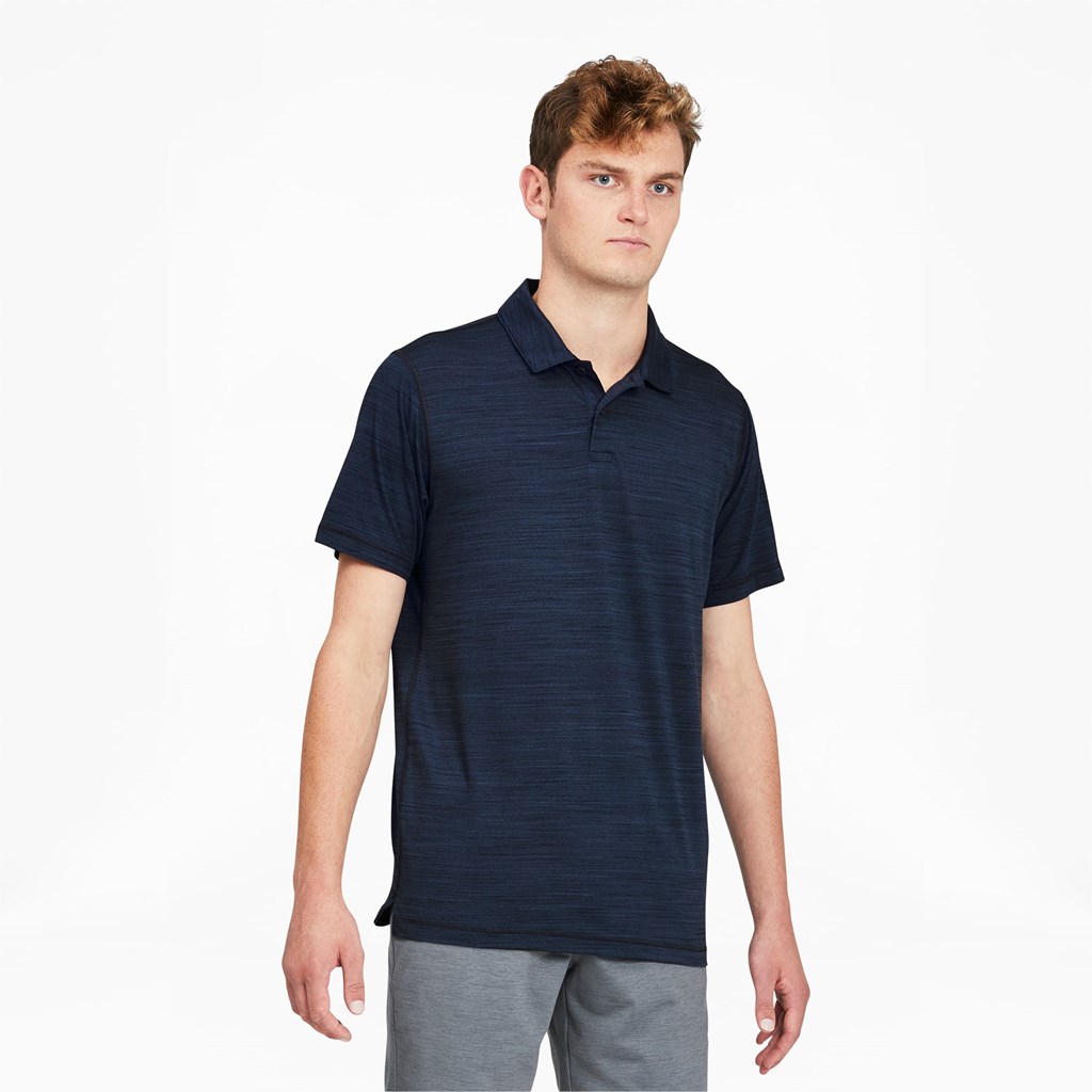 Navy Blazer Heather Puma CLOUDSPUN GRYLBL Golf Polo Men\'s Polo | 1748CSQZM