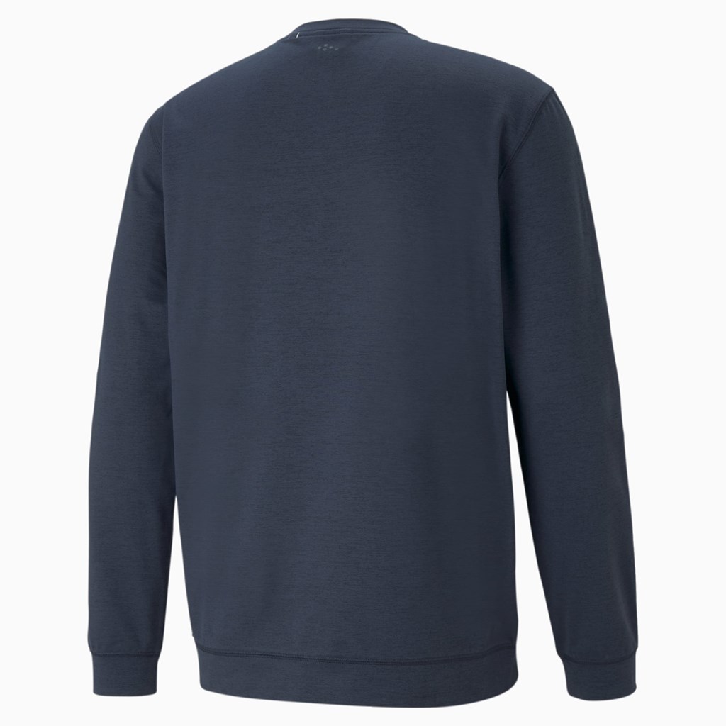 Navy Blazer Heather Puma Cloudspun Crewneck Men's Sweatshirt | 7321WLZQY