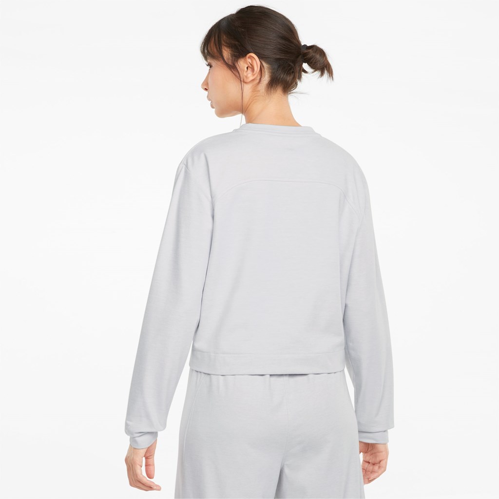 Nimbus Cloud Heather Puma CLOUDSPUN Crew Neck Training Women's Sweatshirt | 9845ABMRJ