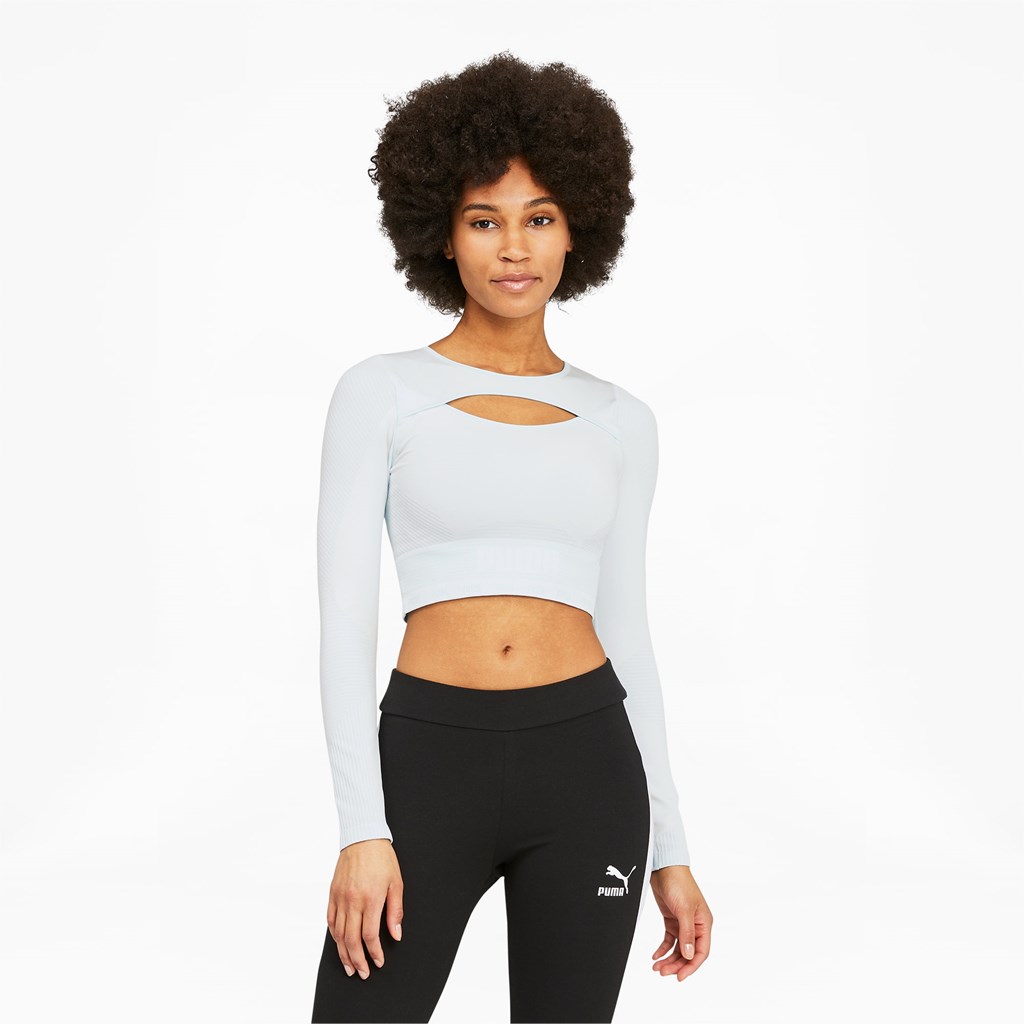 Nitro Blue White Puma FORMKNIT SEAMLESS Long Sleeve  Training Women\'s Tee | 8329PKHNZ