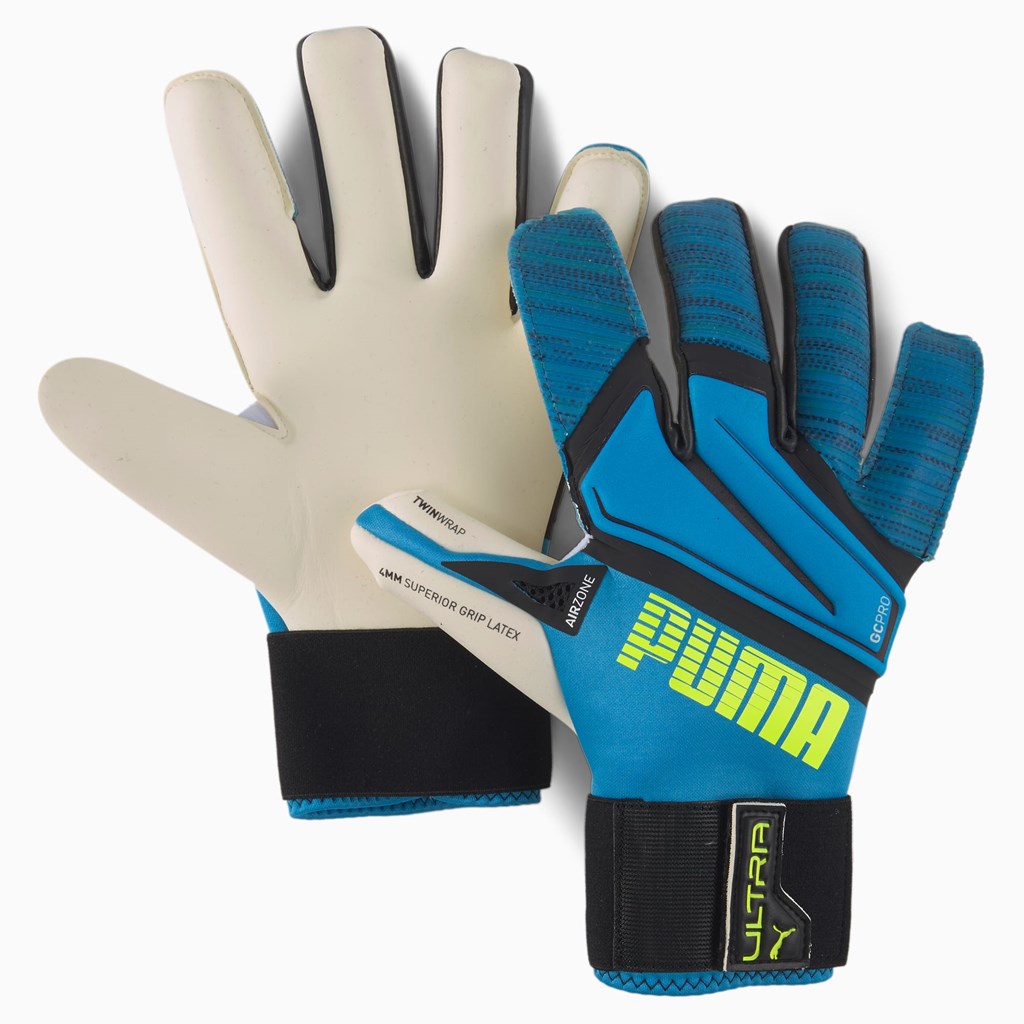 Nrgy Blue / Yellow Alert Puma PUMA ULTRA Grip 1 Hybrid Pro Goalkeeper Men\'s Gloves | 7396BUPLJ