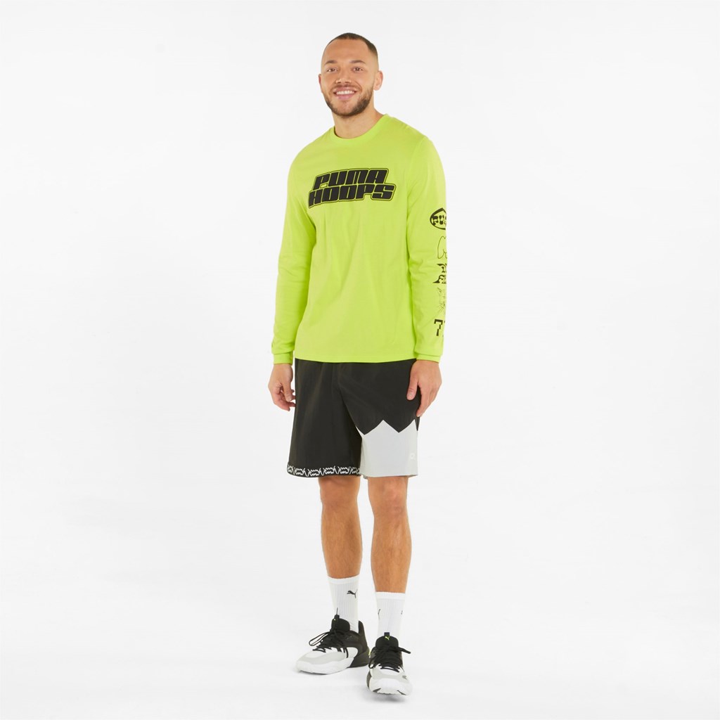 Nrgy Yellow Puma Qualifier Long Sleeve Basketball Men's Tee | 2403GSZQL