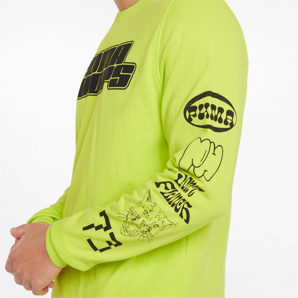 Nrgy Yellow Puma Qualifier Long Sleeve Basketball Men's Tee | 2403GSZQL