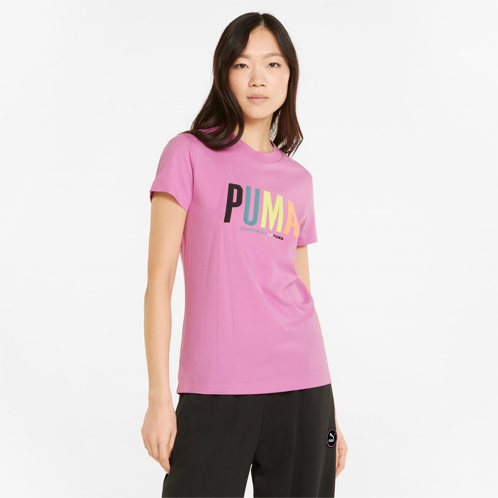 Opera Mauve Puma Sportswear by PUMA Graphic Women\'s Tee | 9453BUWCN