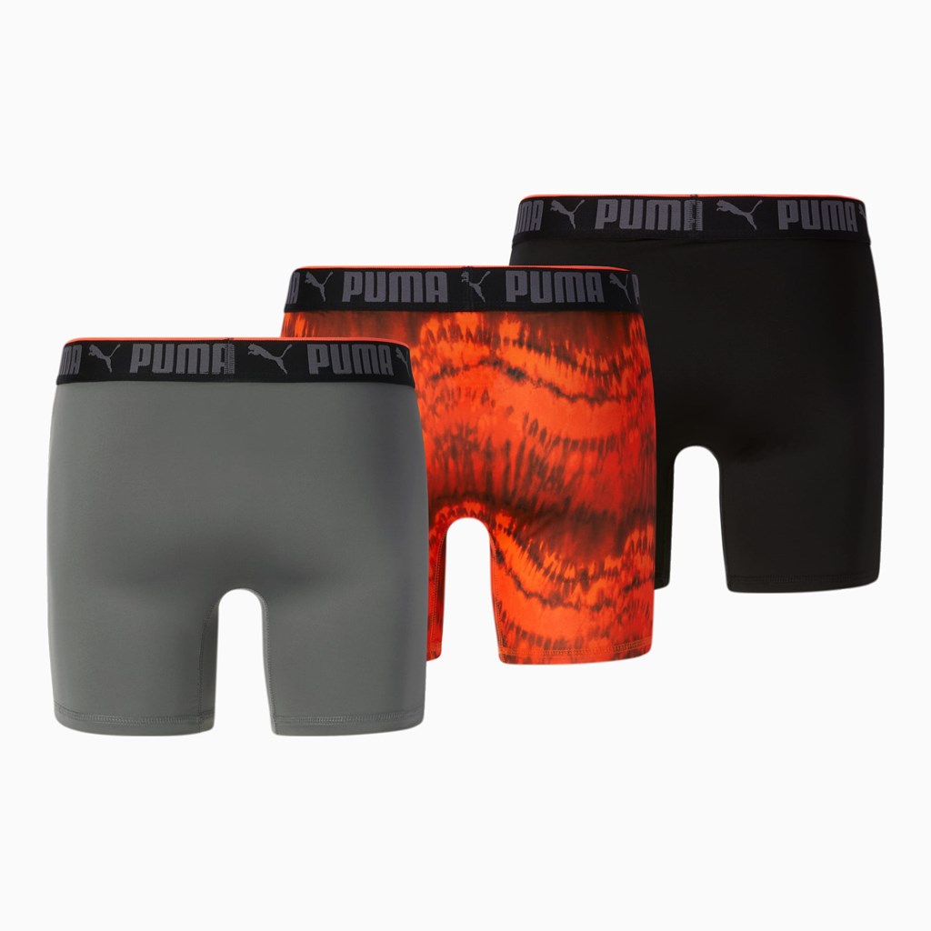 Orange / Black Puma Boxer Briefs [3 Pack] Men's Briefs | 5604CWTOU