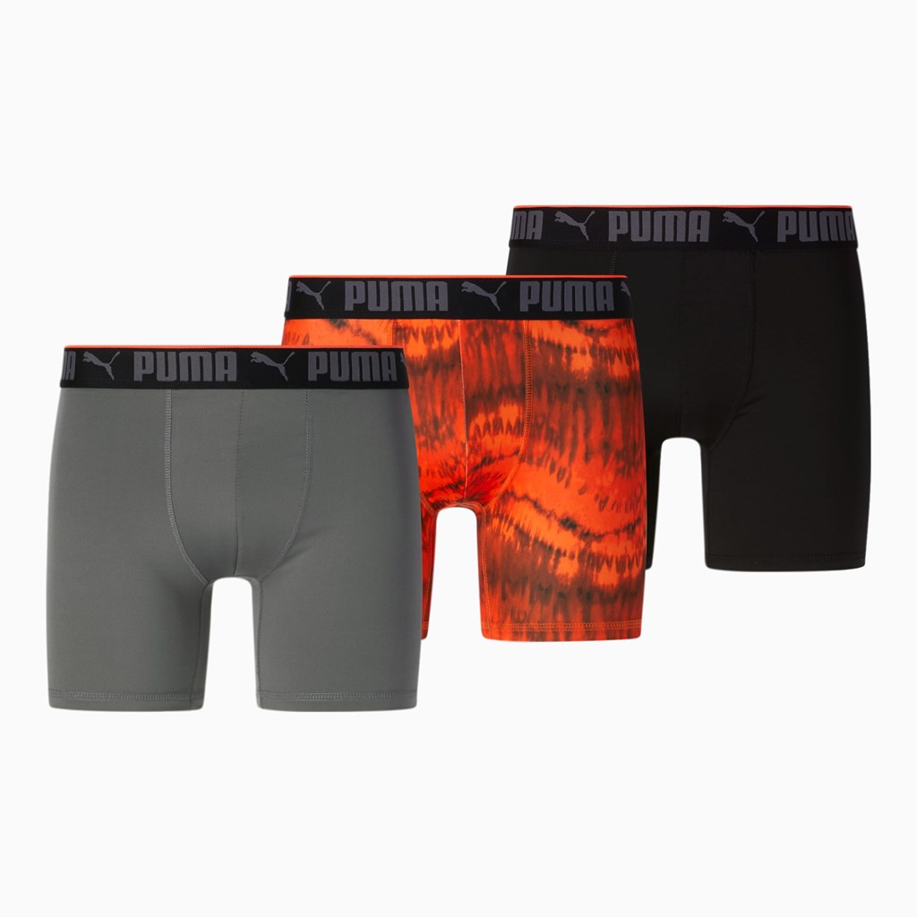 Orange / Black Puma Boxer Briefs [3 Pack] Men\'s Briefs | 5604CWTOU