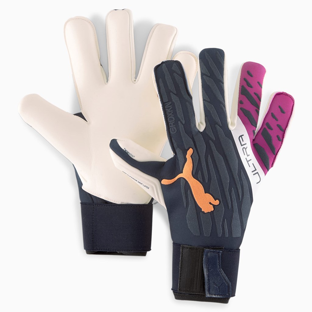 Parisian Night / Neon Citrus / Deep Orchid Puma ULTRA Grip 1 Hybrid Pro Goalkeeper Men\'s Gloves | 0973ERLWS