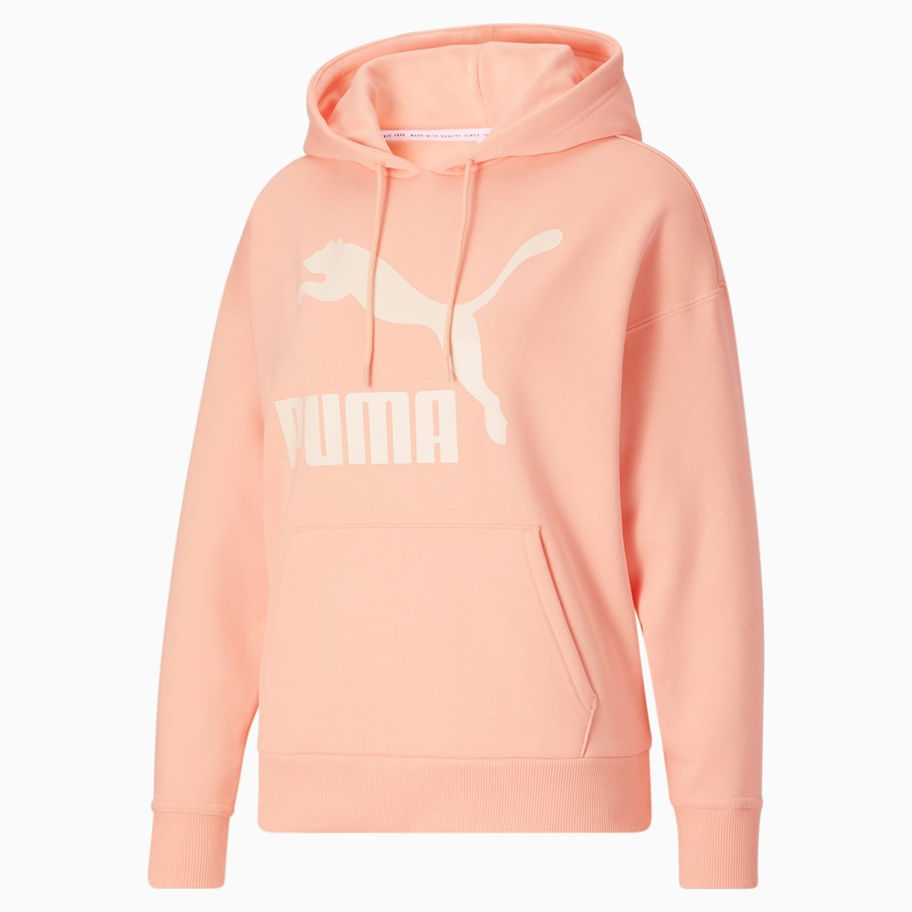 Peach Parfait / Ivory Glow Puma Classics Logo FL Women\'s Hoodie | 3809XKHJF