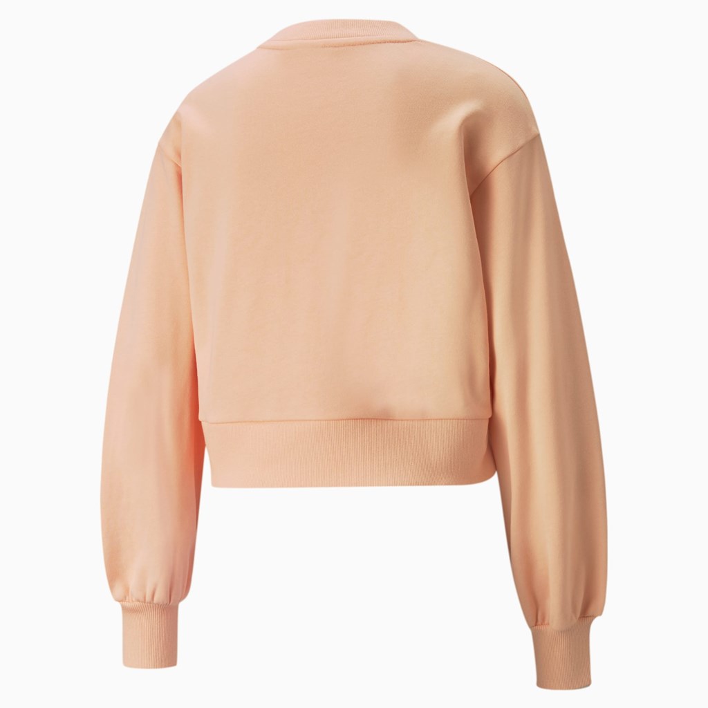 Peach Parfait Puma Classics Puff Sleeve Crew Neck Women's Sweatshirt | 0481NQOYZ