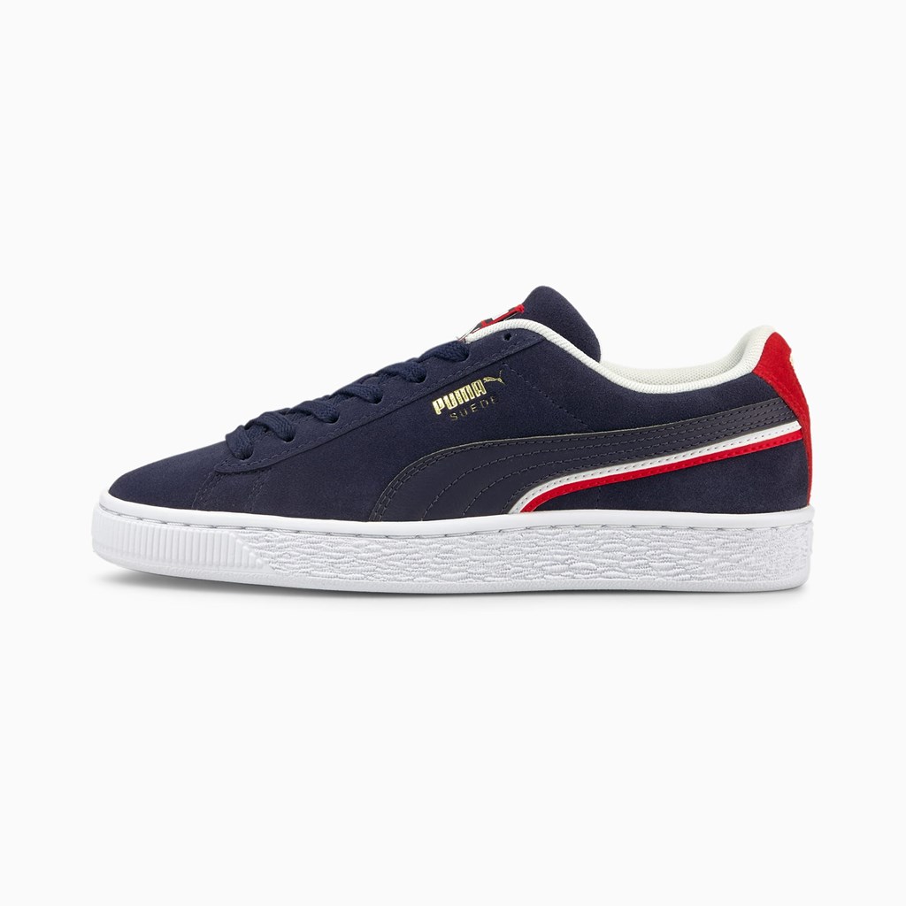 Peacoat / High Risk Red / White Puma Suede Triplex JR Boys\' Sneakers | 8340ONPYV