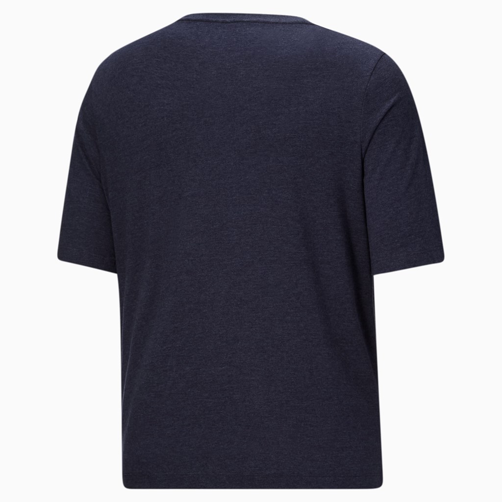 Peacoat Puma Essentials Heathe BT Men's Tee | 1597BRDOQ