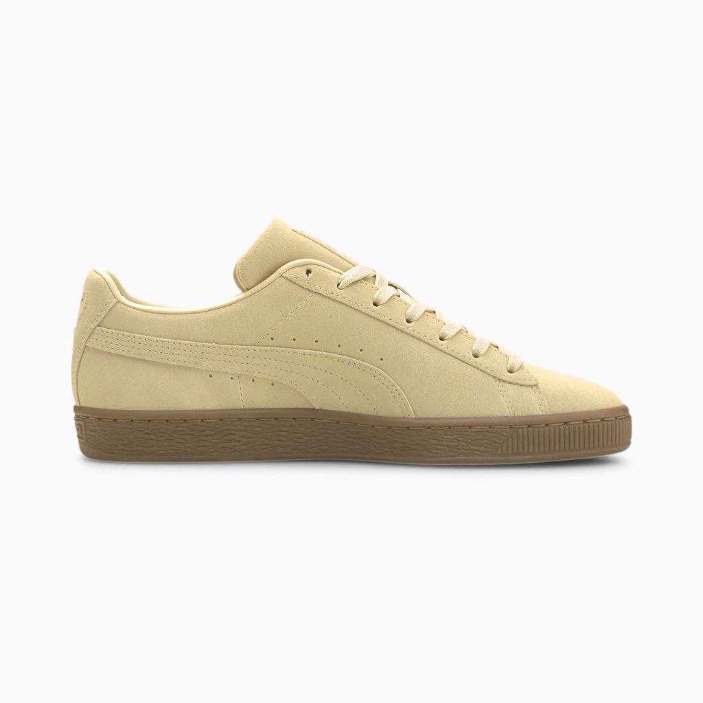 Pebble / Gum Puma Suede Gum Men's Sneakers | 7582RUJVK