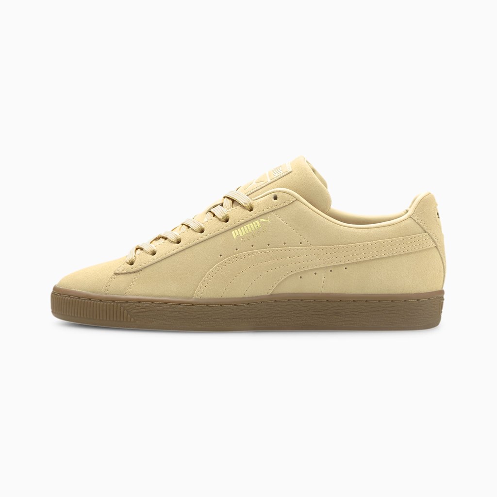 Pebble / Gum Puma Suede Gum Men\'s Sneakers | 7582RUJVK