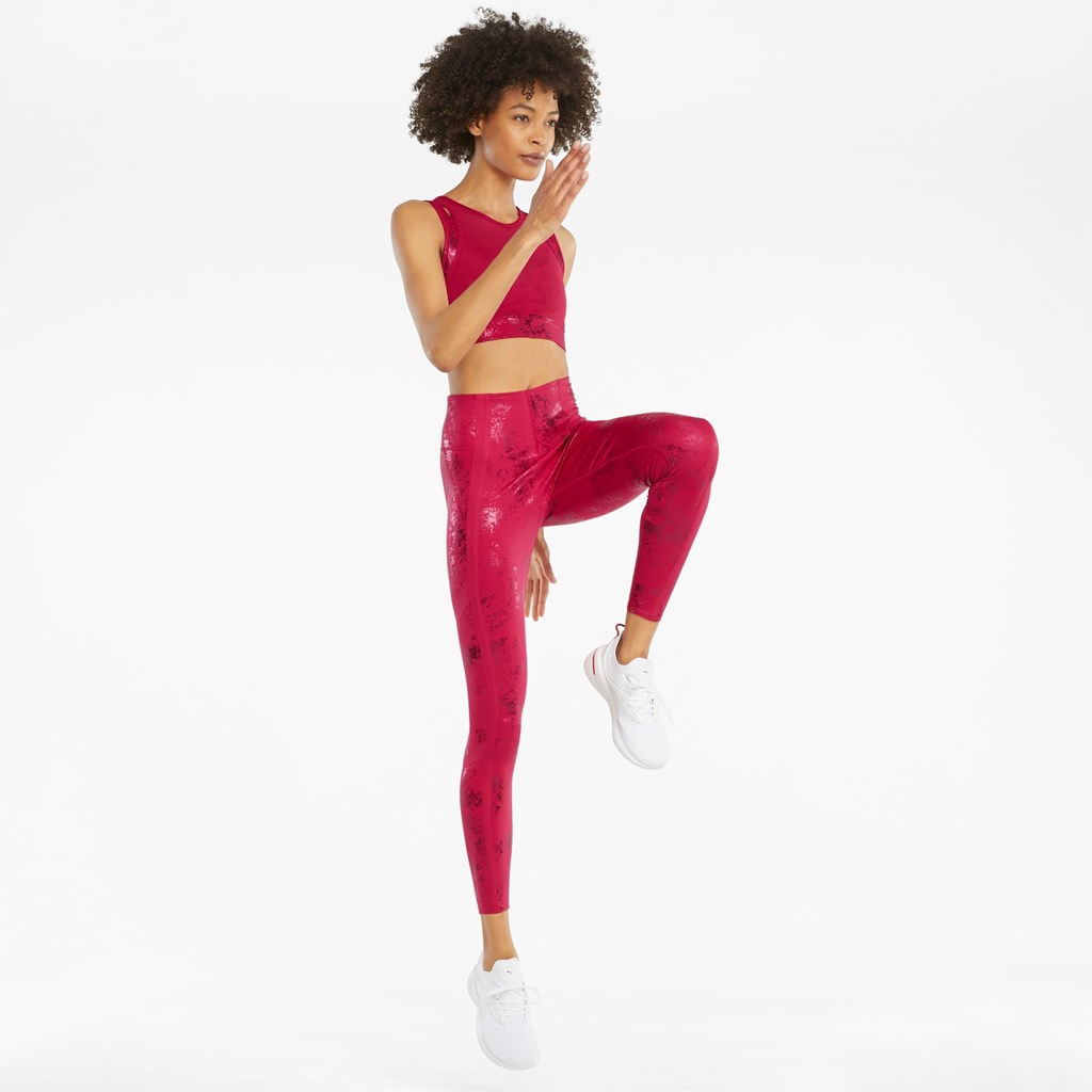 Persian Red / Matte foil print Puma ellaVATE Eversculpt Training Women's Leggings | 3821CEPZX