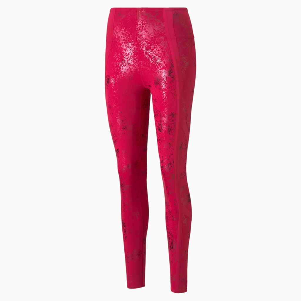 Persian Red / Matte foil print Puma ellaVATE Eversculpt Training Women's Leggings | 3821CEPZX