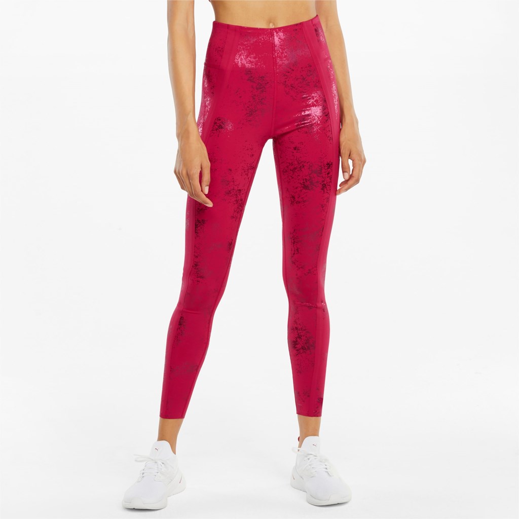 Persian Red / Matte foil print Puma ellaVATE Eversculpt Training Women\'s Leggings | 3821CEPZX