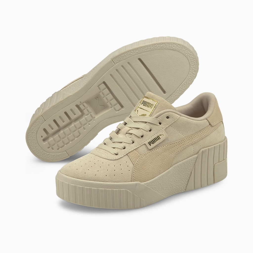 Peyote / Marshmallow Team Gold Puma Cali Wedge Tonal  Women's Sneakers | 3750MKACS