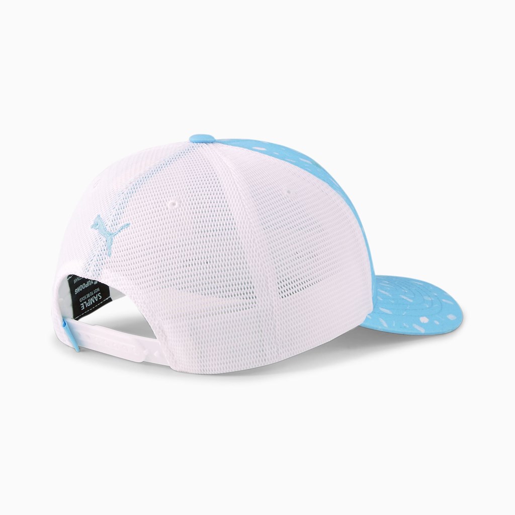 Placid Blue / Bright White Puma Snack Shack P 110 Trucker Snapback Men's Snapback | 8563LTSQE