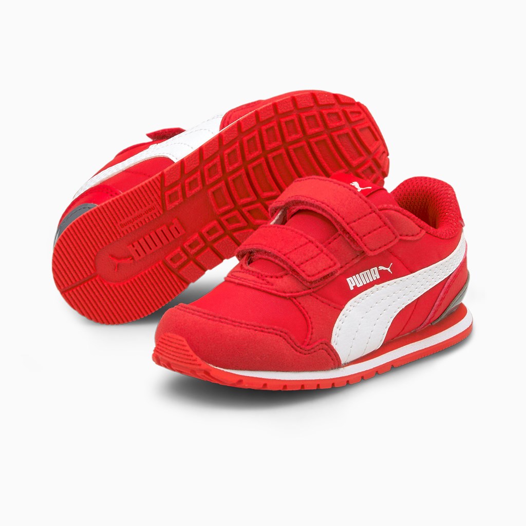 Poppy Red / White / Flint Stone Puma St Runner V2 V Toddler Girls' Sneakers | 9716LRIYZ