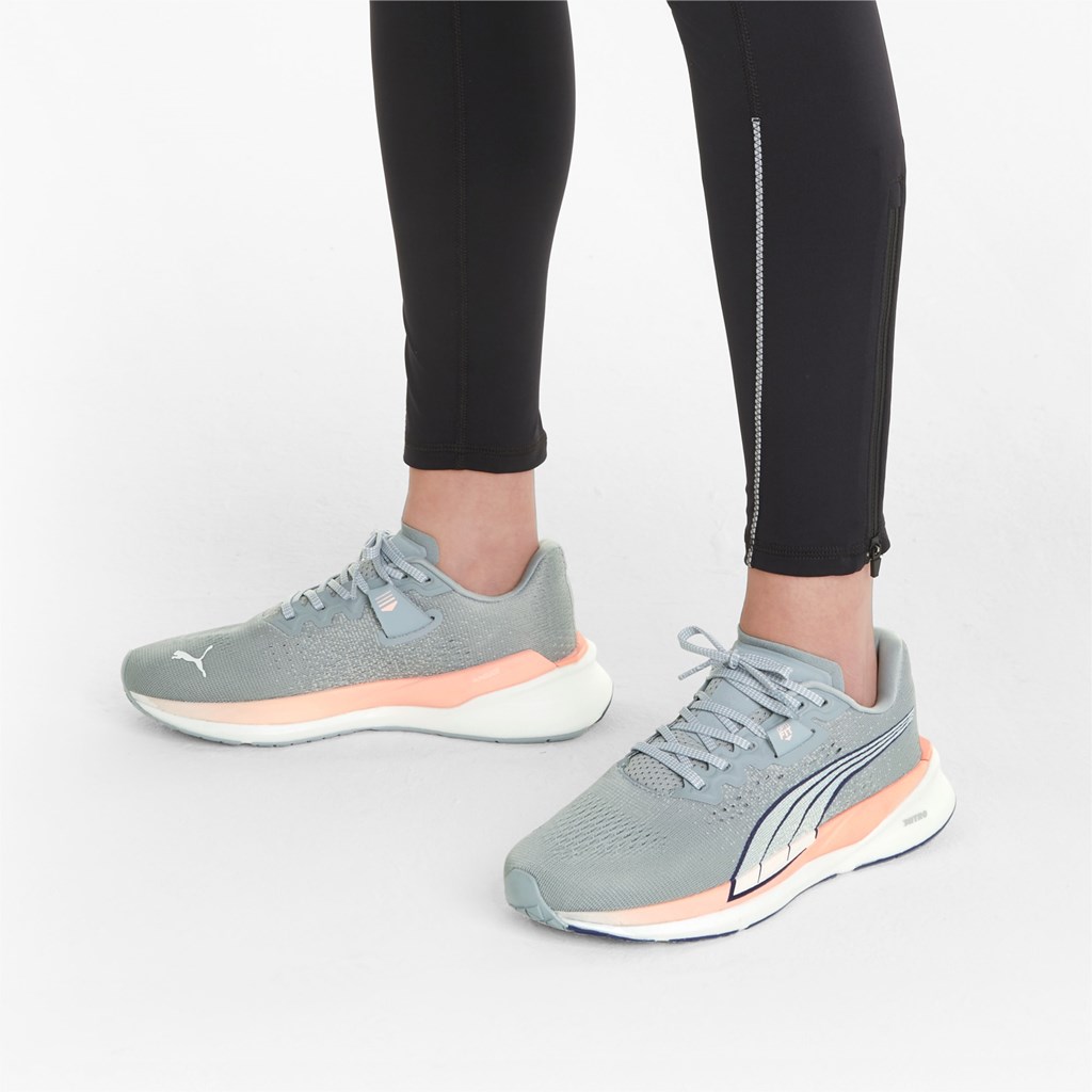 Quarry / Elektro Blue / Elektro Peach Puma Eternity NITRO Women's Running Shoes | 5149ZHGKE