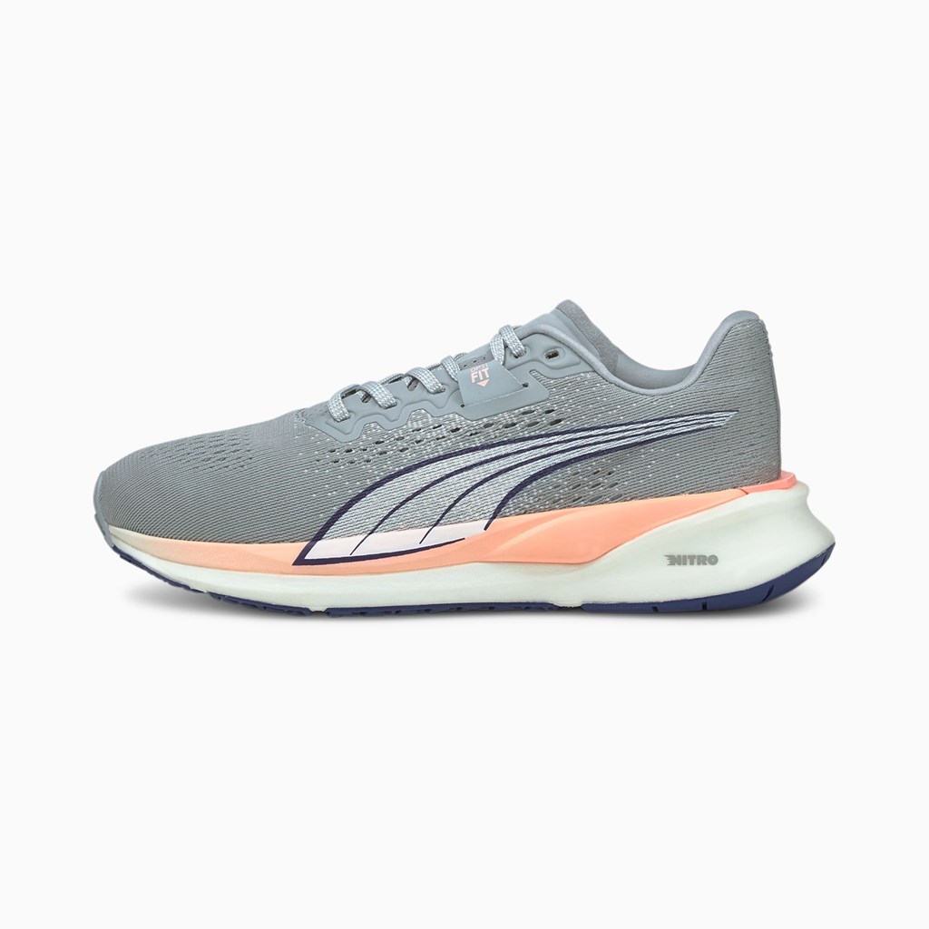 Quarry / Elektro Blue / Elektro Peach Puma Eternity NITRO Women\'s Running Shoes | 5149ZHGKE