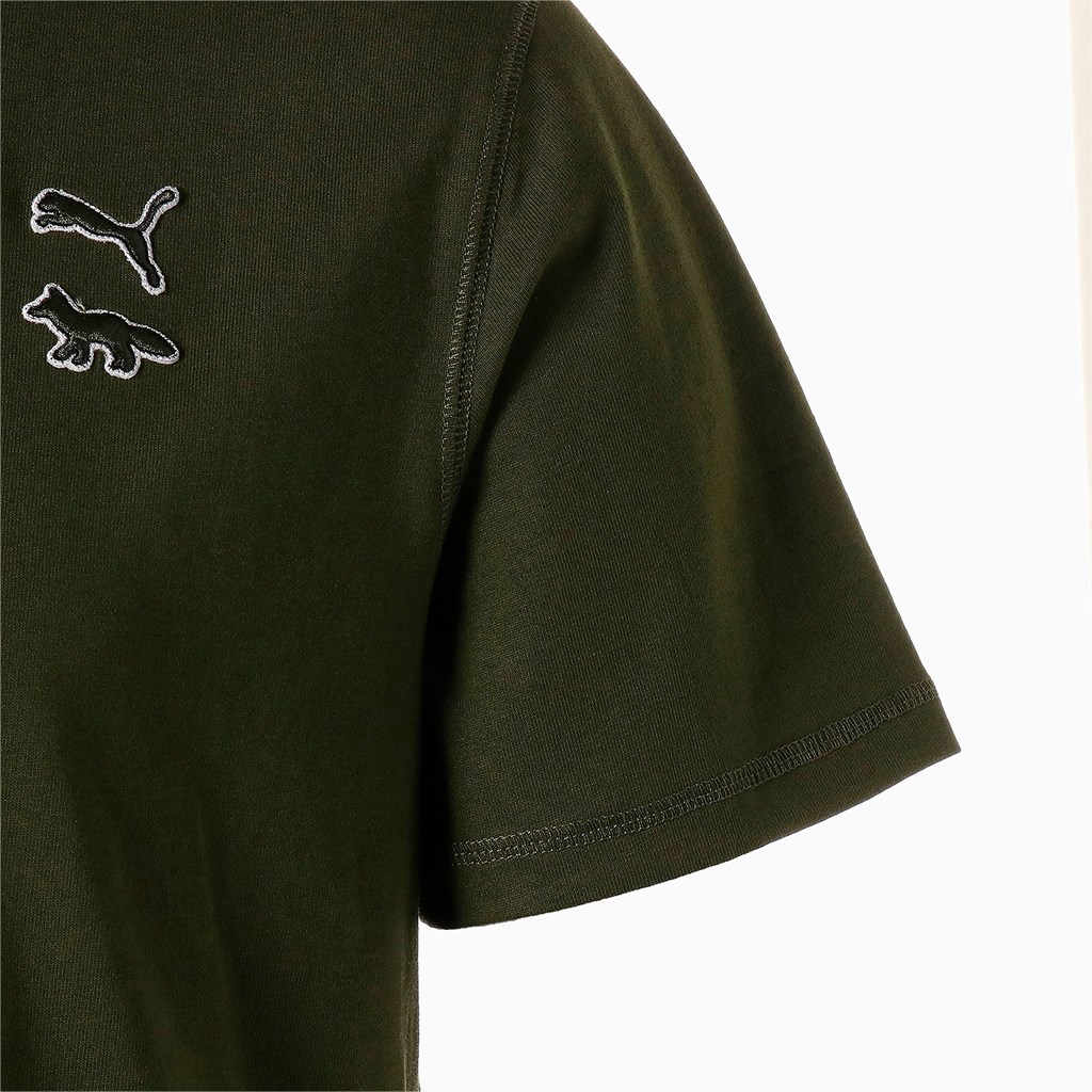 Rifle Green Puma PUMA x MAISON KITSUNE Men's Tee | 8654WJVAK