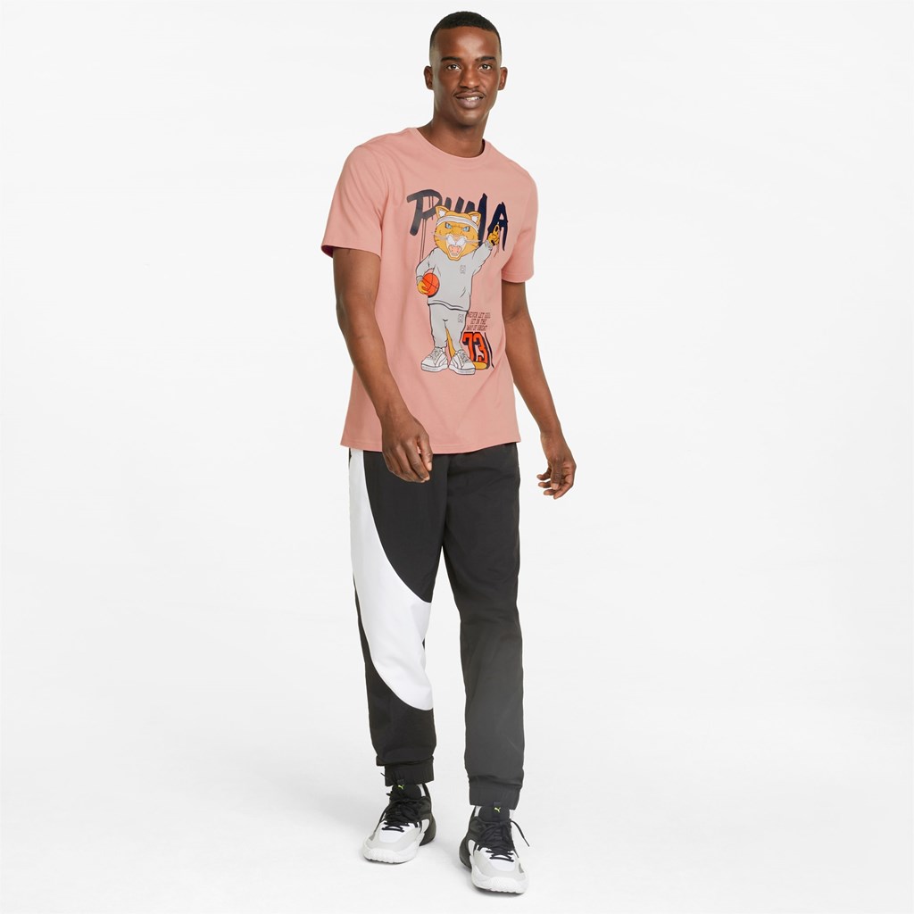 Rosette Puma Dylan Short Sleeve Basketball Men's Tee | 7340AEKOD