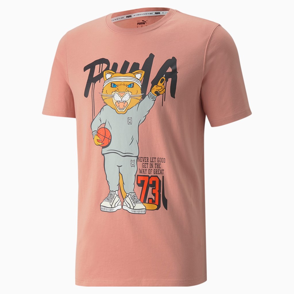 Rosette Puma Dylan Short Sleeve Basketball Men's Tee | 7340AEKOD