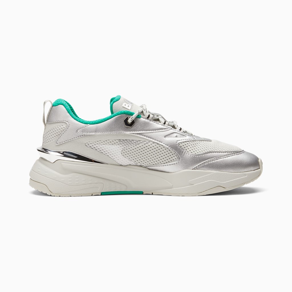 Silver / Glacier Gray / White / Black / Spectra Green Puma PUMA x BALR. RS-Fast Men's Sneakers | 1903UEGTJ