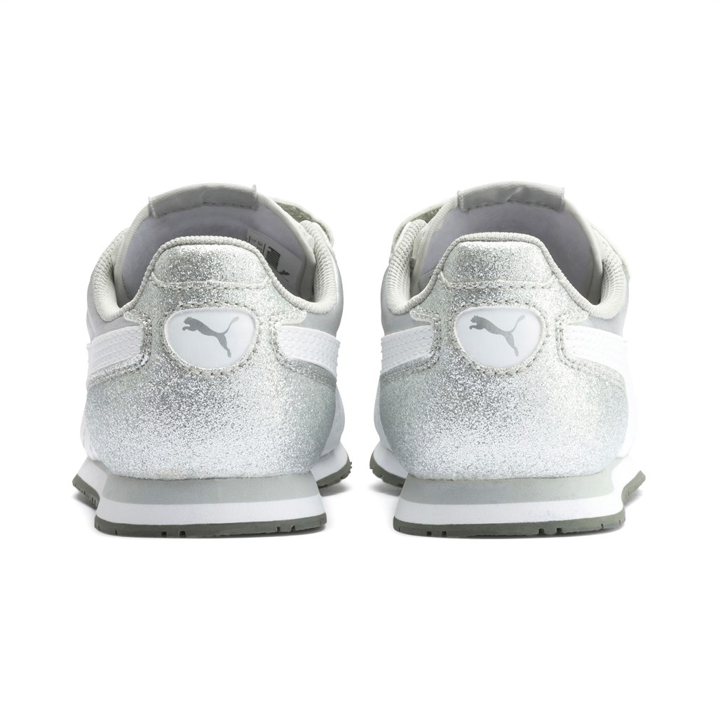 Silver / White / Gray Violet Puma Cabana Racer Glitz Ac Ps Girls' Sneakers | 5749ZPYIU