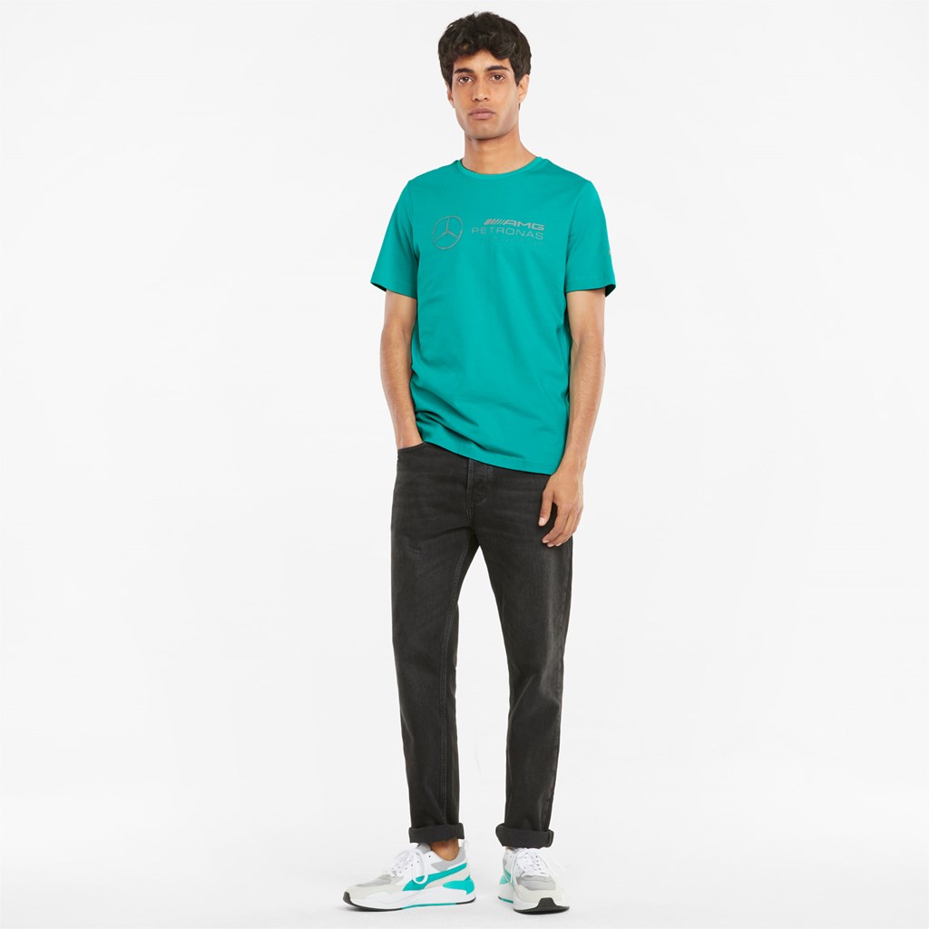 Spectra Green Puma Mercedes F1 Logo Men's Tee | 4628UPTNF