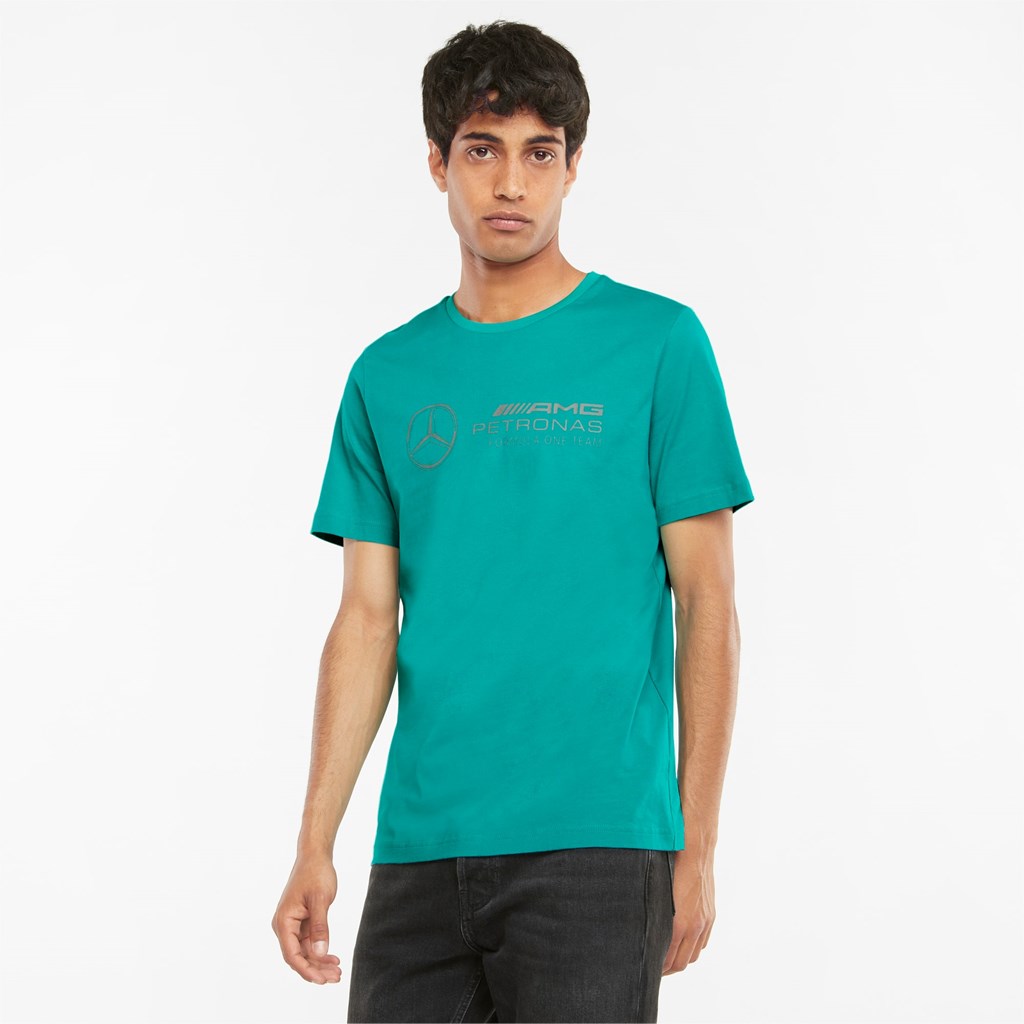 Spectra Green Puma Mercedes F1 Logo Men\'s Tee | 4628UPTNF