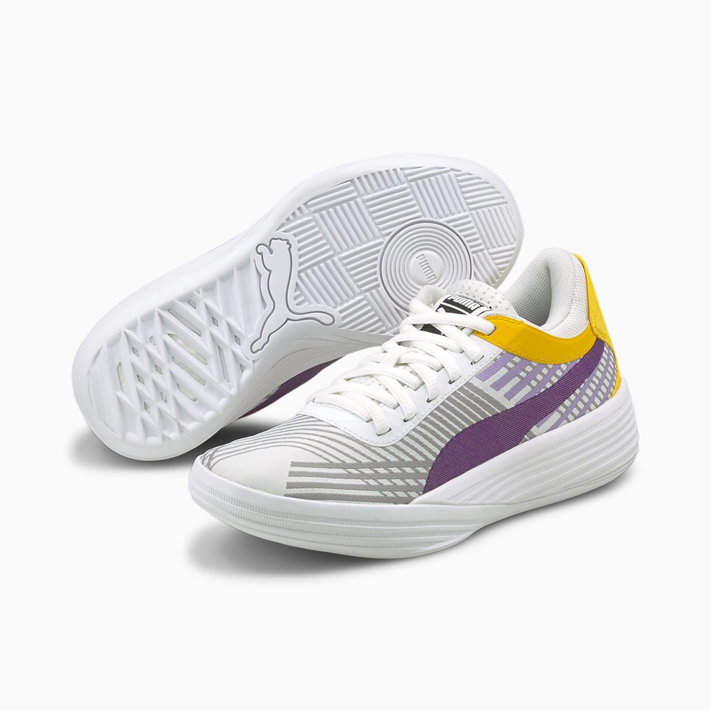 Spectra Yellow / White Puma Clyde All-Pro JR Boys' Basketball Shoes | 1035LGMXY