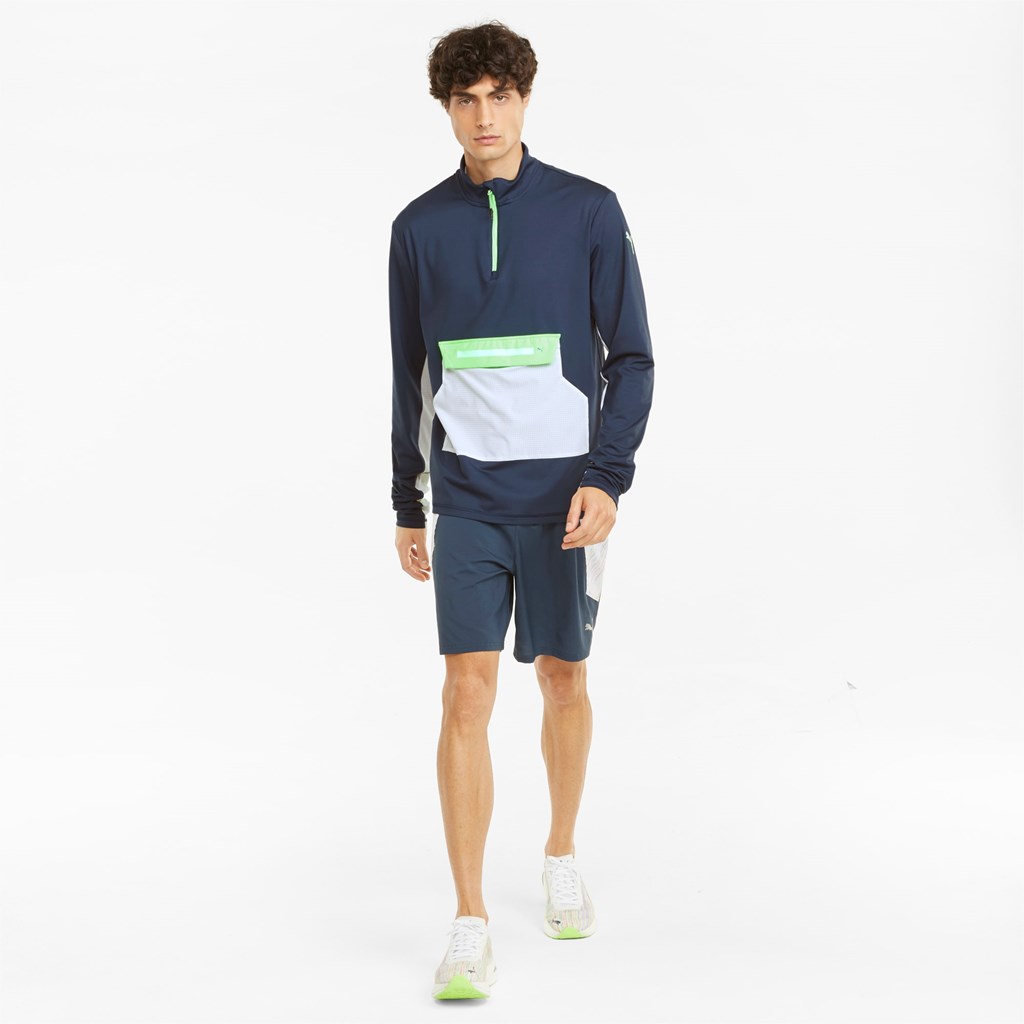 Spellbound / Green Glare Puma COOLADAPT Half-Zip Men's Running Top | 5492IULSJ