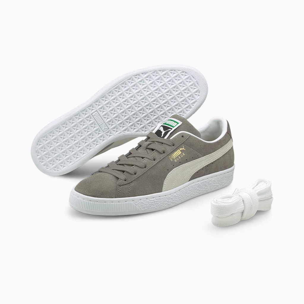 Steel Gray / White Puma Suede Classic XXI Men's Sneakers | 2349CGOEU