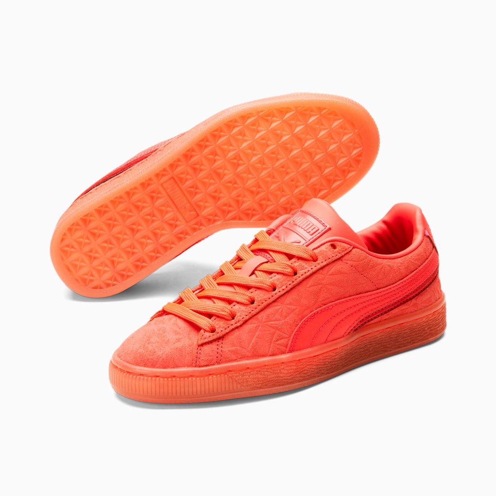 Sunblaze / Paradise Pink / Persian Red Puma Suede Triplex Mono JR Girls' Sneakers | 6842CGLEX