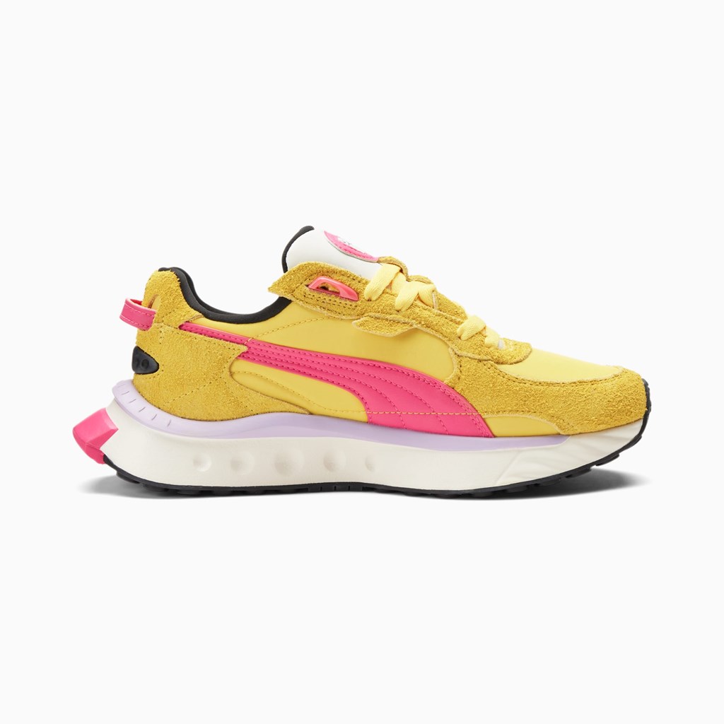 Super Lemon / Glowing Pink Puma Wild Rider Vintage  Women's Sneakers | 6910MVPWH