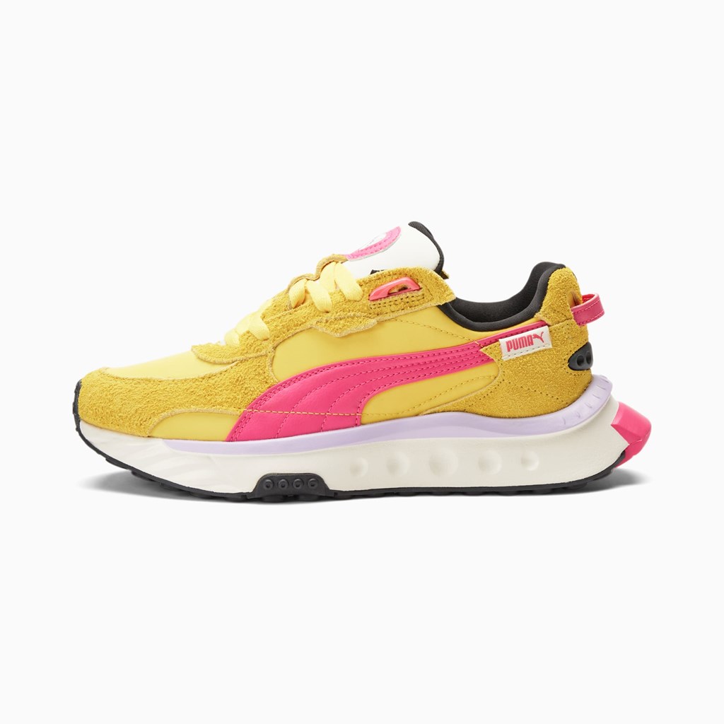 Super Lemon / Glowing Pink Puma Wild Rider Vintage  Women\'s Sneakers | 6910MVPWH