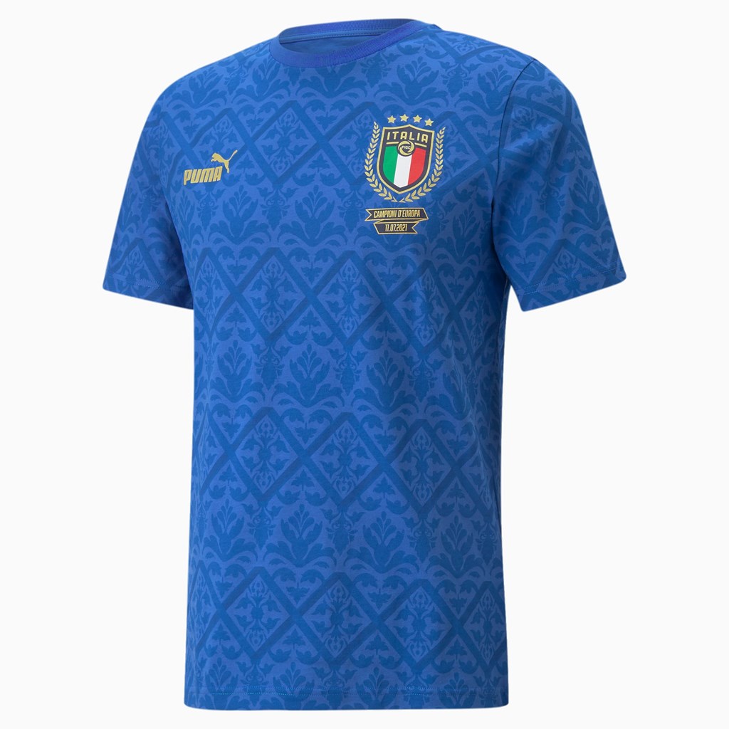 Team Power Blue / Lapis Blue Puma FIGC Graphic Winner Soccer Men\'s Tee | 4503FLRWC