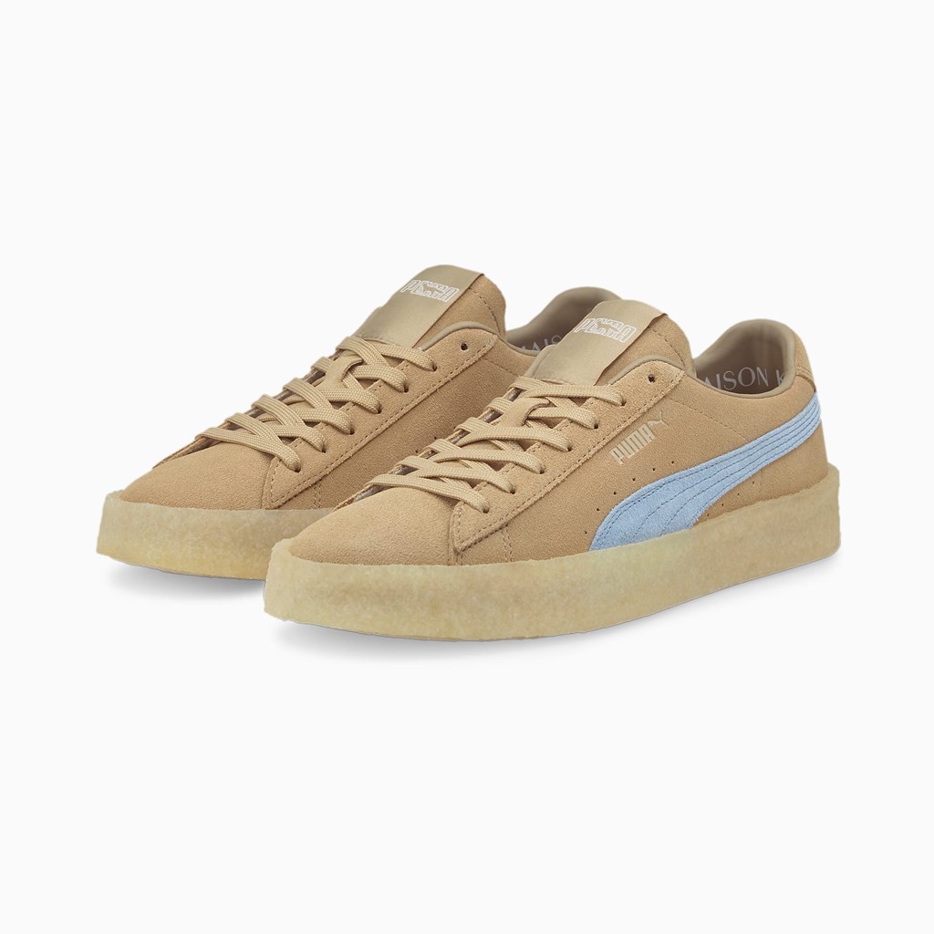 Travertine / Chambray Blue Puma PUMA x MAISON KITSUNE Suede Crepe Men's Sneakers | 7382BWACG