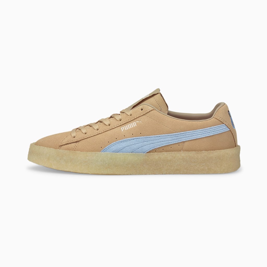 Travertine / Chambray Blue Puma PUMA x MAISON KITSUNE Suede Crepe Men\'s Sneakers | 7382BWACG