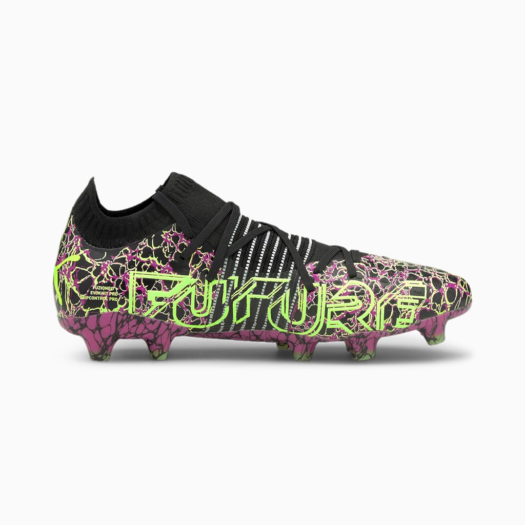 Ultra Magenta / Black / Green Glare Puma Future Z 1.2 FG/AG Men's Soccer Cleats | 2753NDEMI