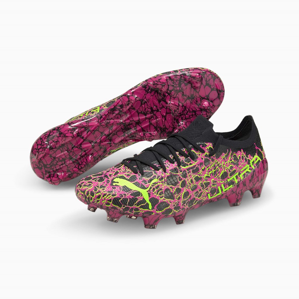 Ultra Magenta / Black / Green Glare Puma ULTRA 1.3 FG/AG Men's Soccer Cleats | 8146JCWTQ