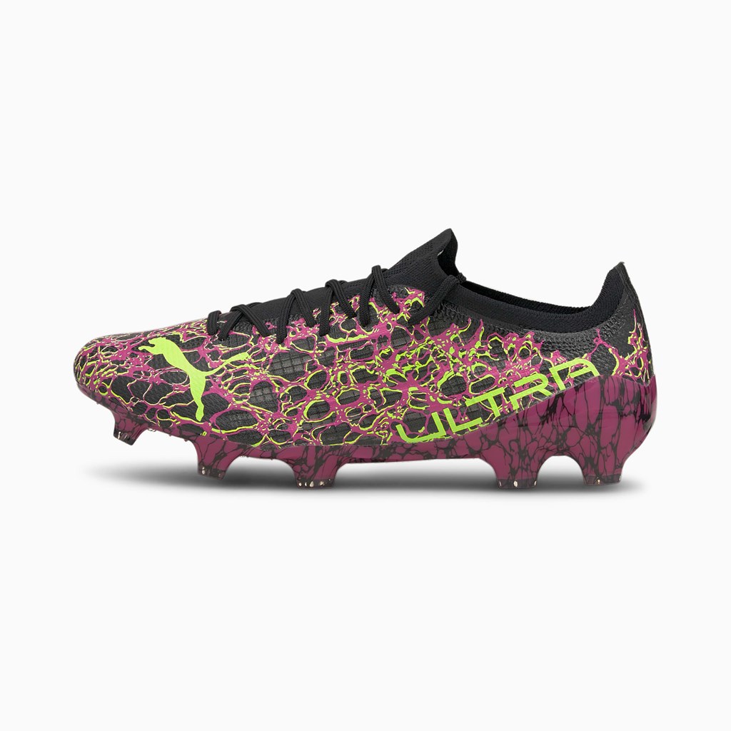 Ultra Magenta / Black / Green Glare Puma ULTRA 1.3 FG/AG Men\'s Soccer Cleats | 8146JCWTQ