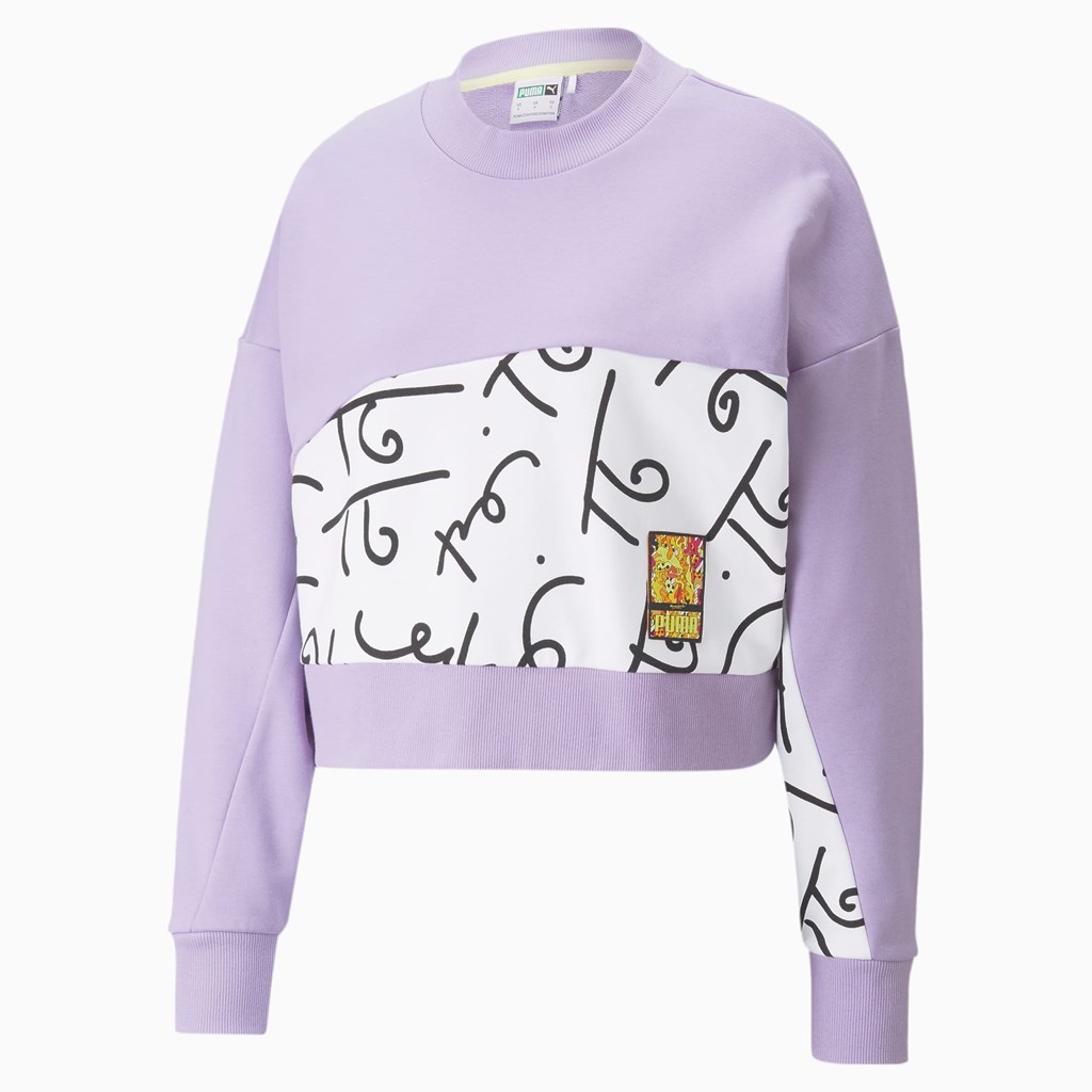 Viola Puma PUMA x BRITTO Printed Crew Neck Women's Sweatshirt | 6378DVEUM