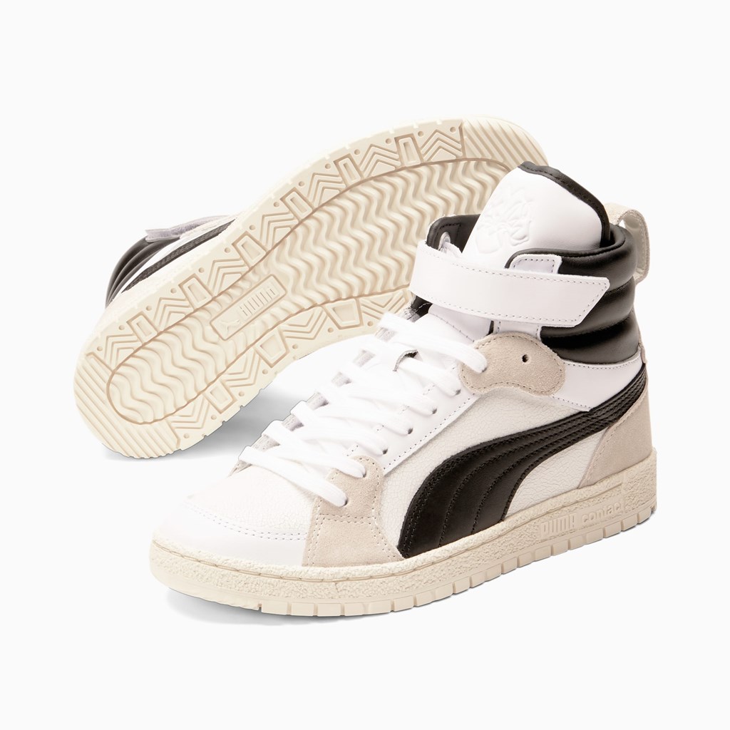 Whisper White Black Puma High Court Regal Ralph Sampson Mid  Women's Sneakers | 6751KZHLR