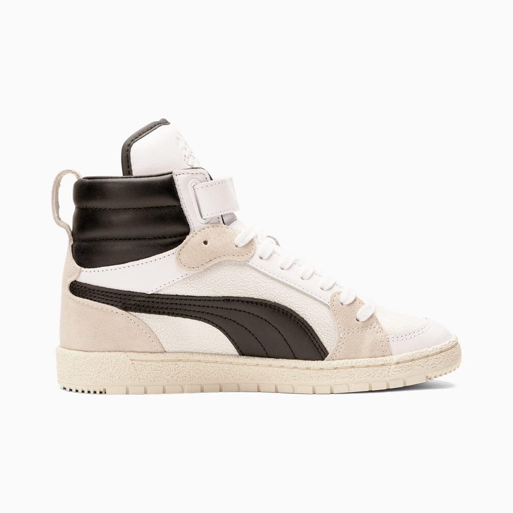 Whisper White Black Puma High Court Regal Ralph Sampson Mid  Women's Sneakers | 6751KZHLR