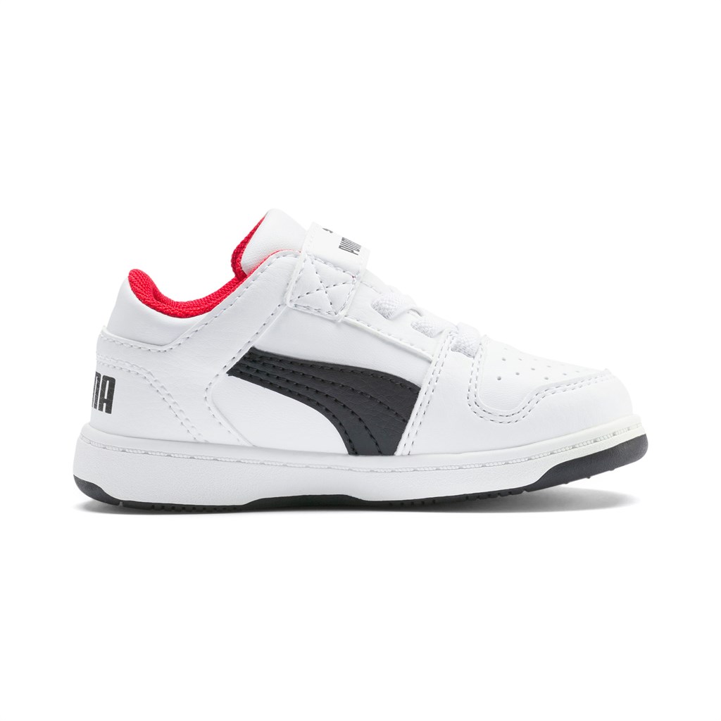 White / Black / High Risk Red Puma Puma Rebound Layup Lo Toddler Girls' Sneakers | 3602EDLWY