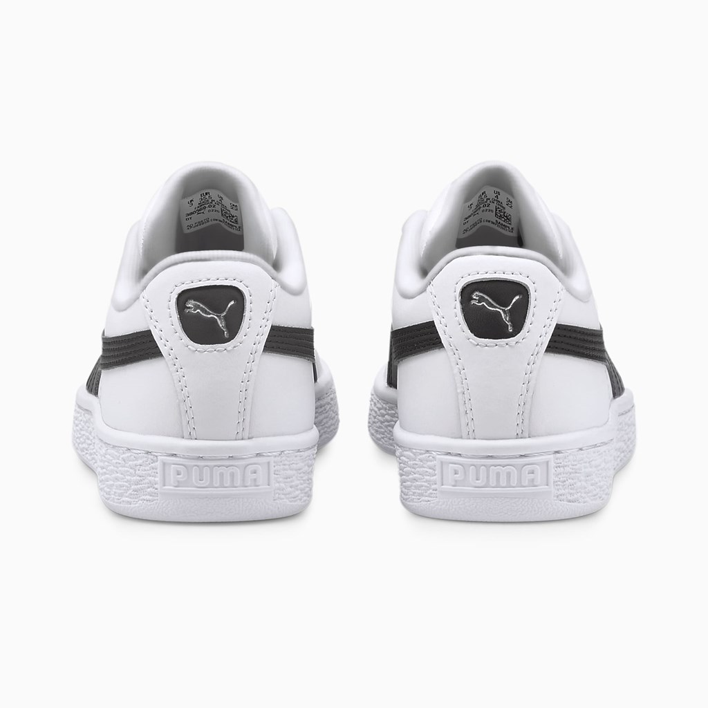 White / Black Puma Basket Classic XXI JR Boys' Sneakers | 5068LEFNA